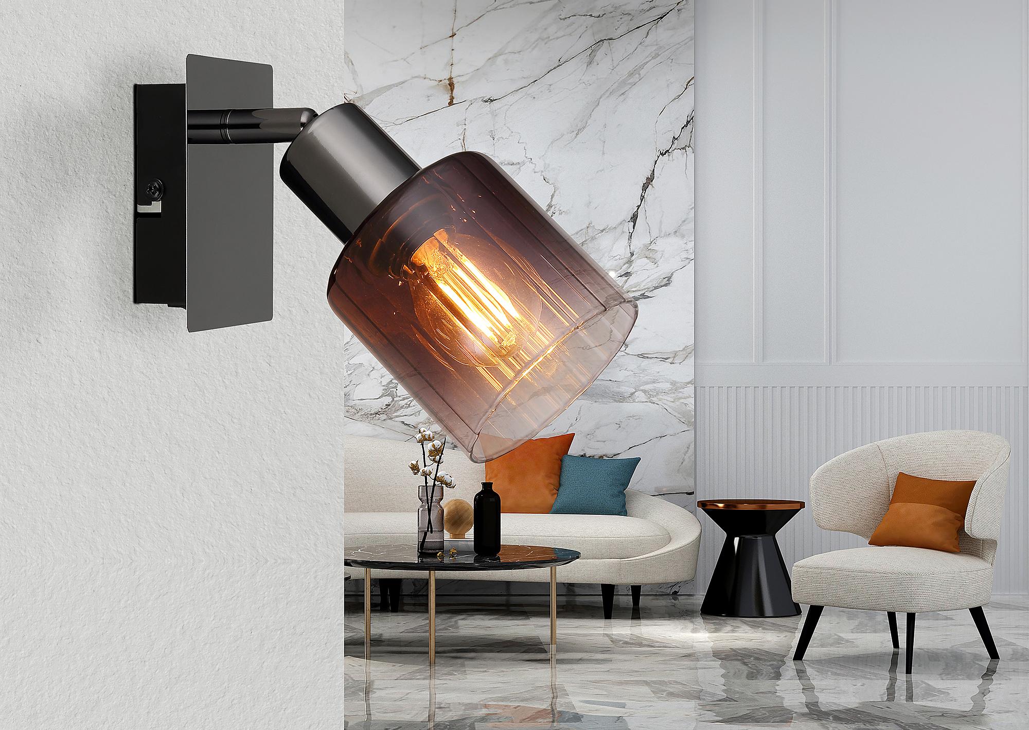 Satella Wandleuchte 1-flammig Eisen Farbglas  2