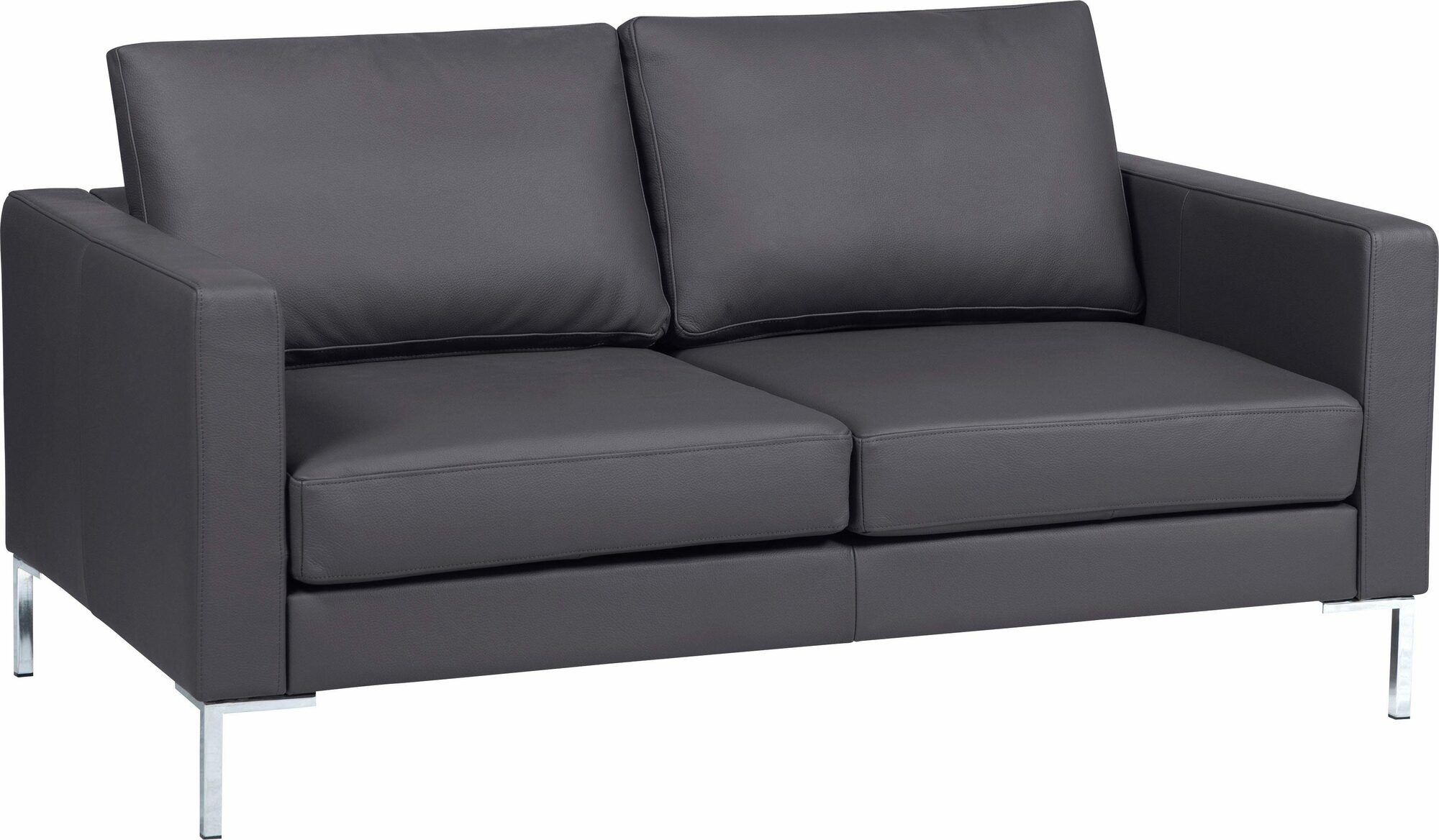 Portobello Sofa 2-Sitzer Leder Metall Dunkelgrau 0