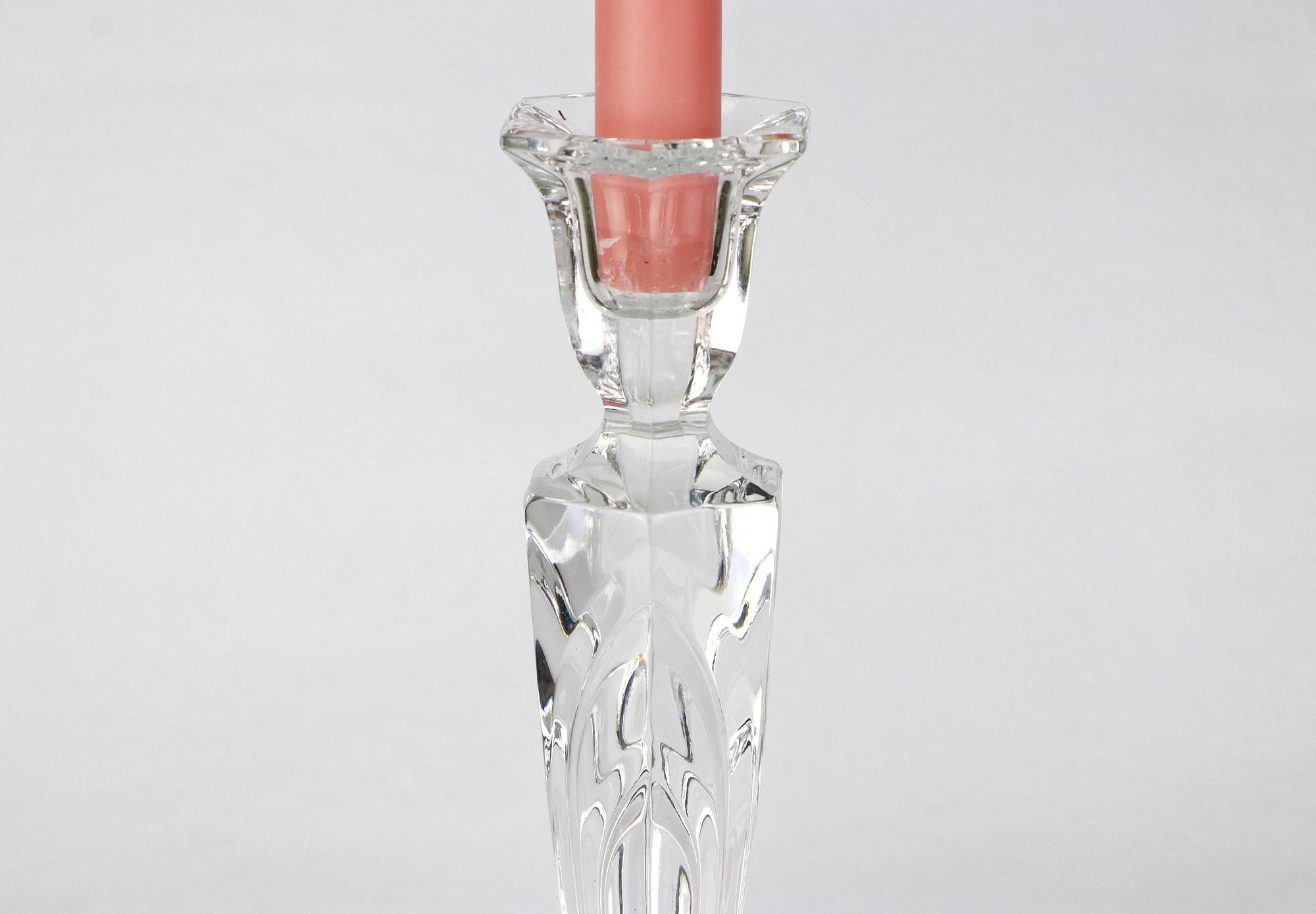 Vintage candlestick crystal glass 1970s 3