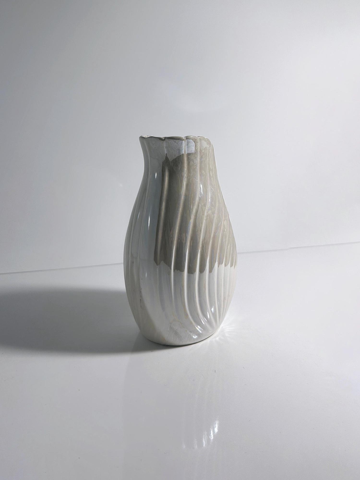 Vintage vase ceramic mother-of-pearl 1980s 4