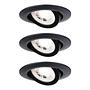 3x Recessed spotlights Medard Swivel Black 0