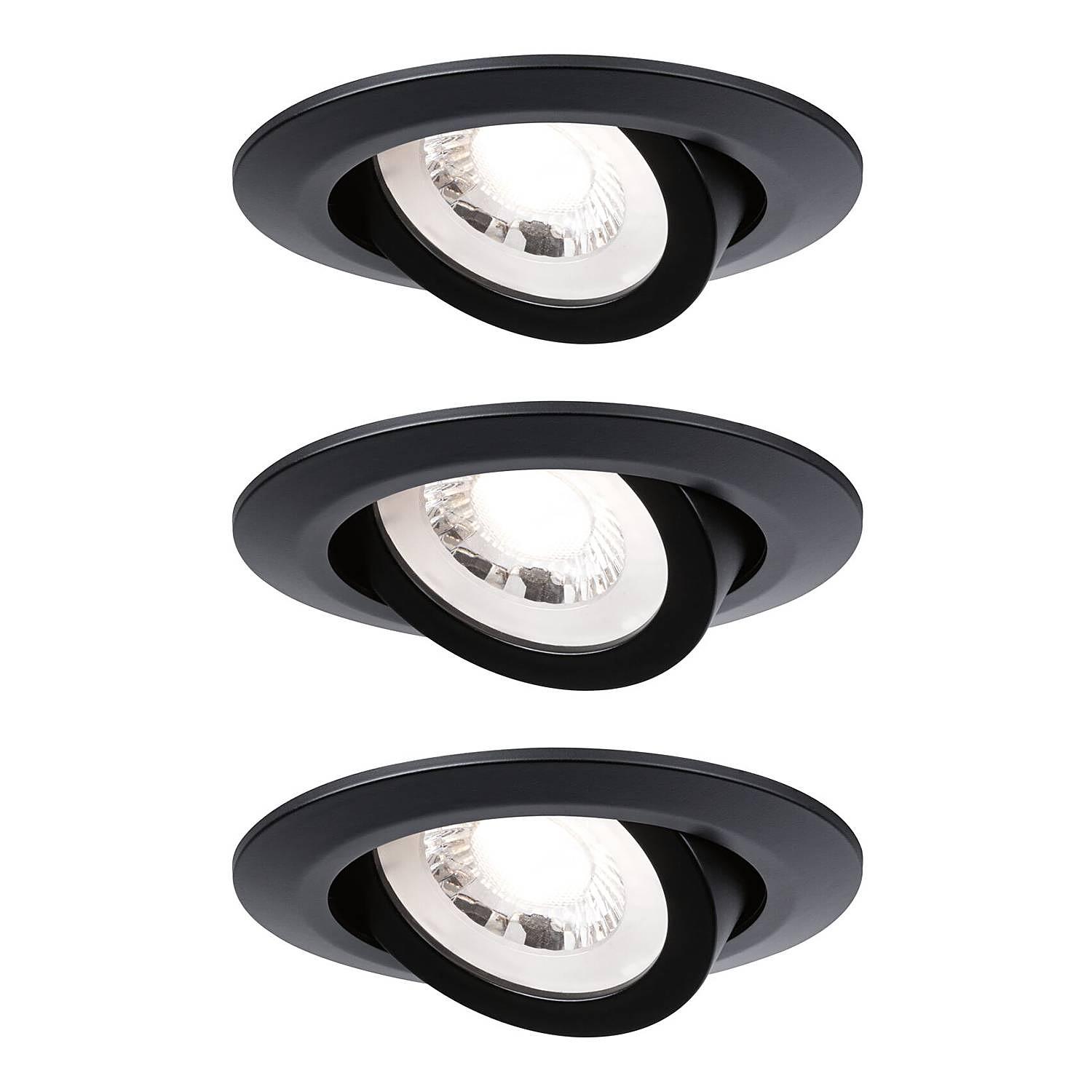 3x Recessed spotlights Medard Swivel Black 0