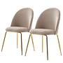 2x Esszimmerstuhl Paraco Samt Eisen Beige Gold 0