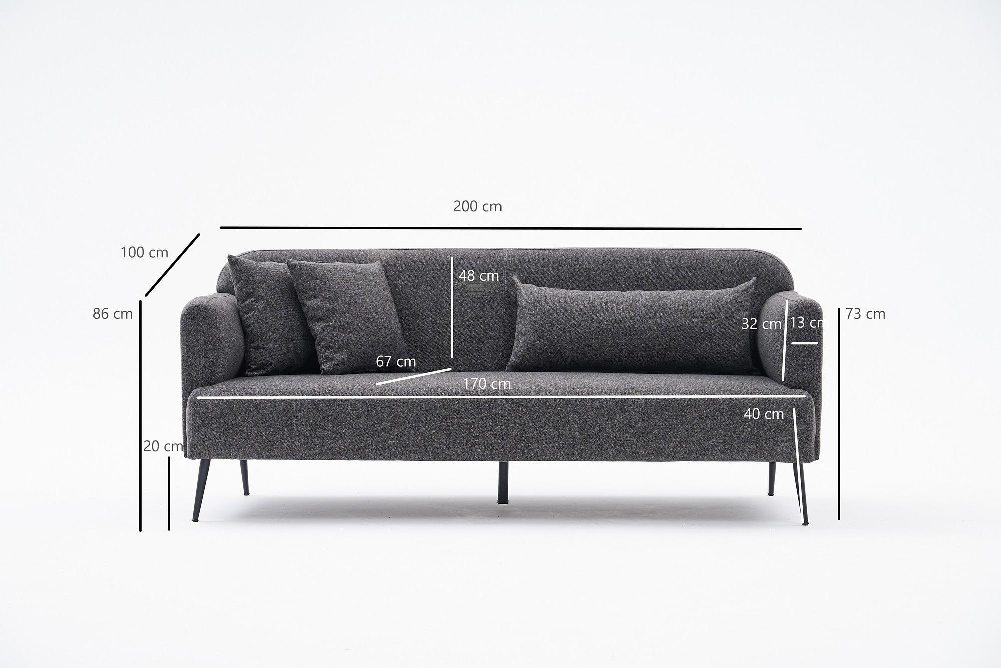 Revos Sofa 3-Sitzer Anthrazit 6