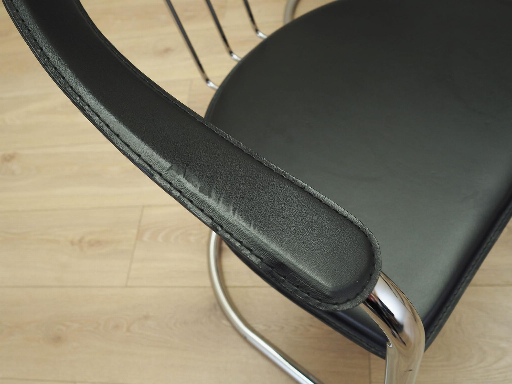 4x Dining chair leather metal 1980s 3