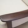 Vintage armchair wood fabric cream 1970s 13