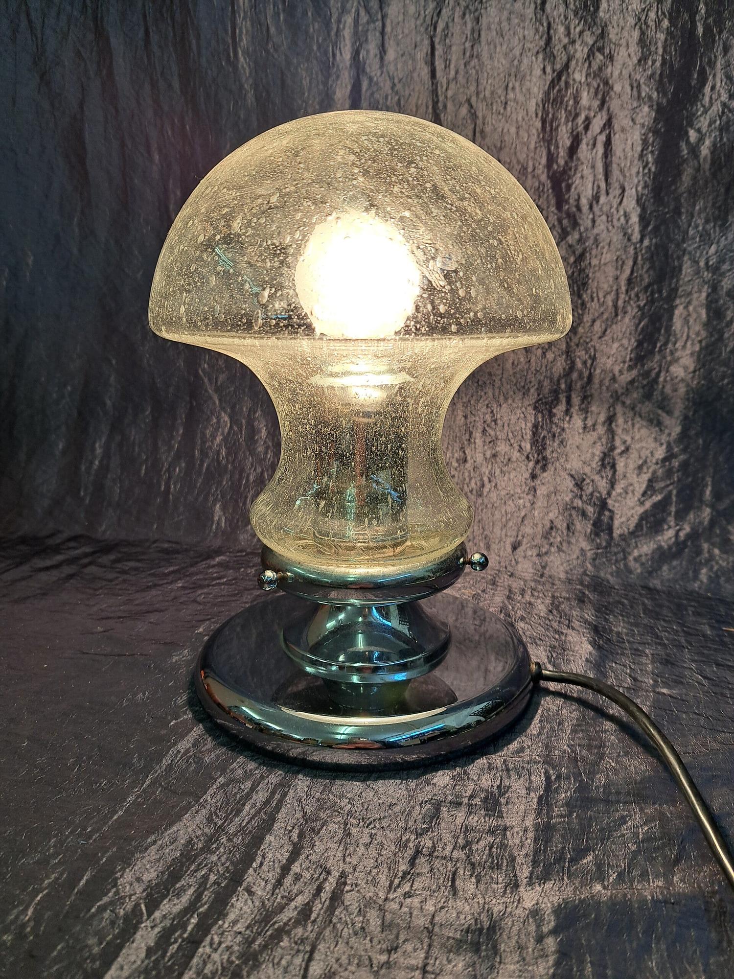 Vintage Mushroom Lampe Glas 1970er Jahre  1