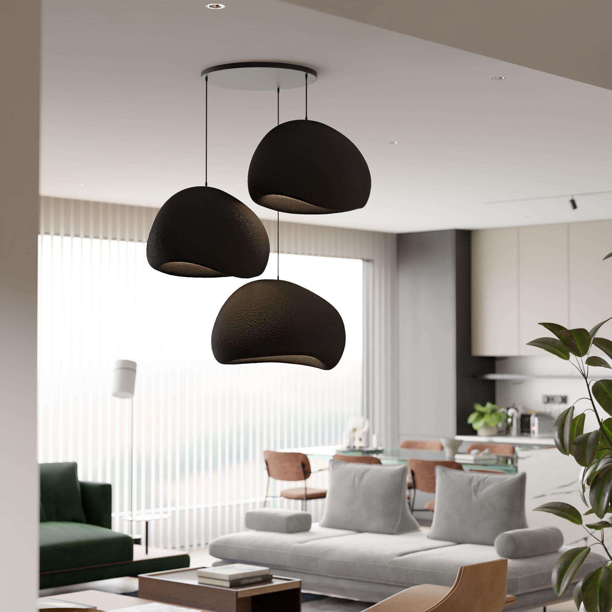 3-Flammig Wabi Sabi Claylights Pendelleuchte Schwarz 1