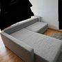 Ecksofa mit Schlaffunktion Textil Grau 1