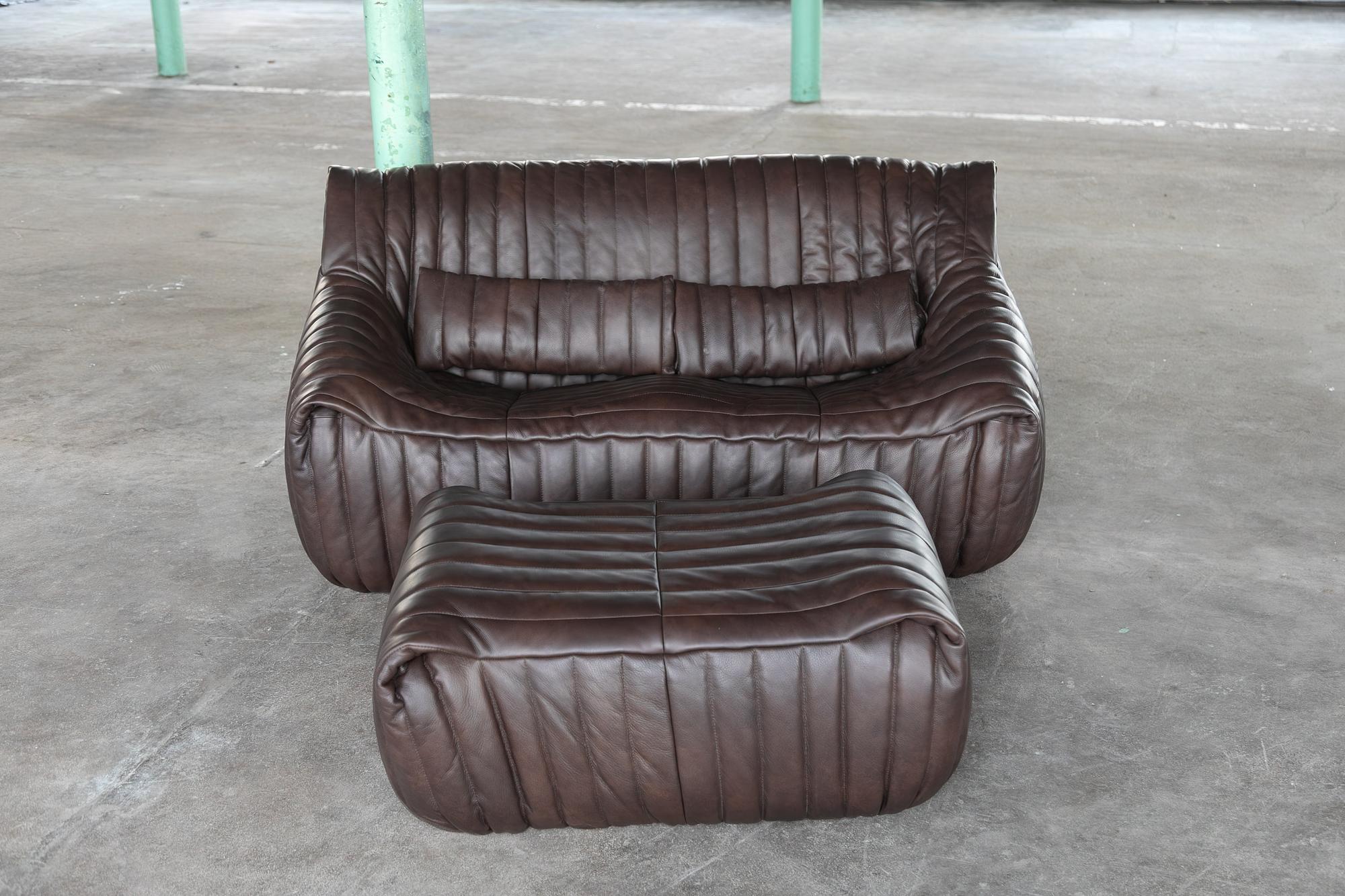 Sandra Set Lounge 2 pz. pelle liscia marrone cioccolato 0