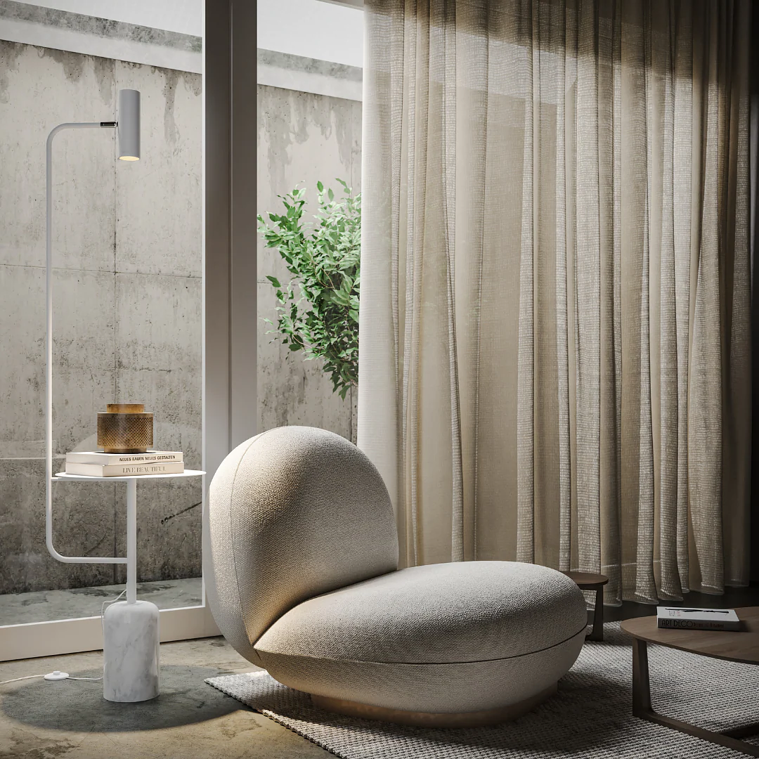 1-Flammige Stehleuchte Artemis Aluminium Stein Weiß 1