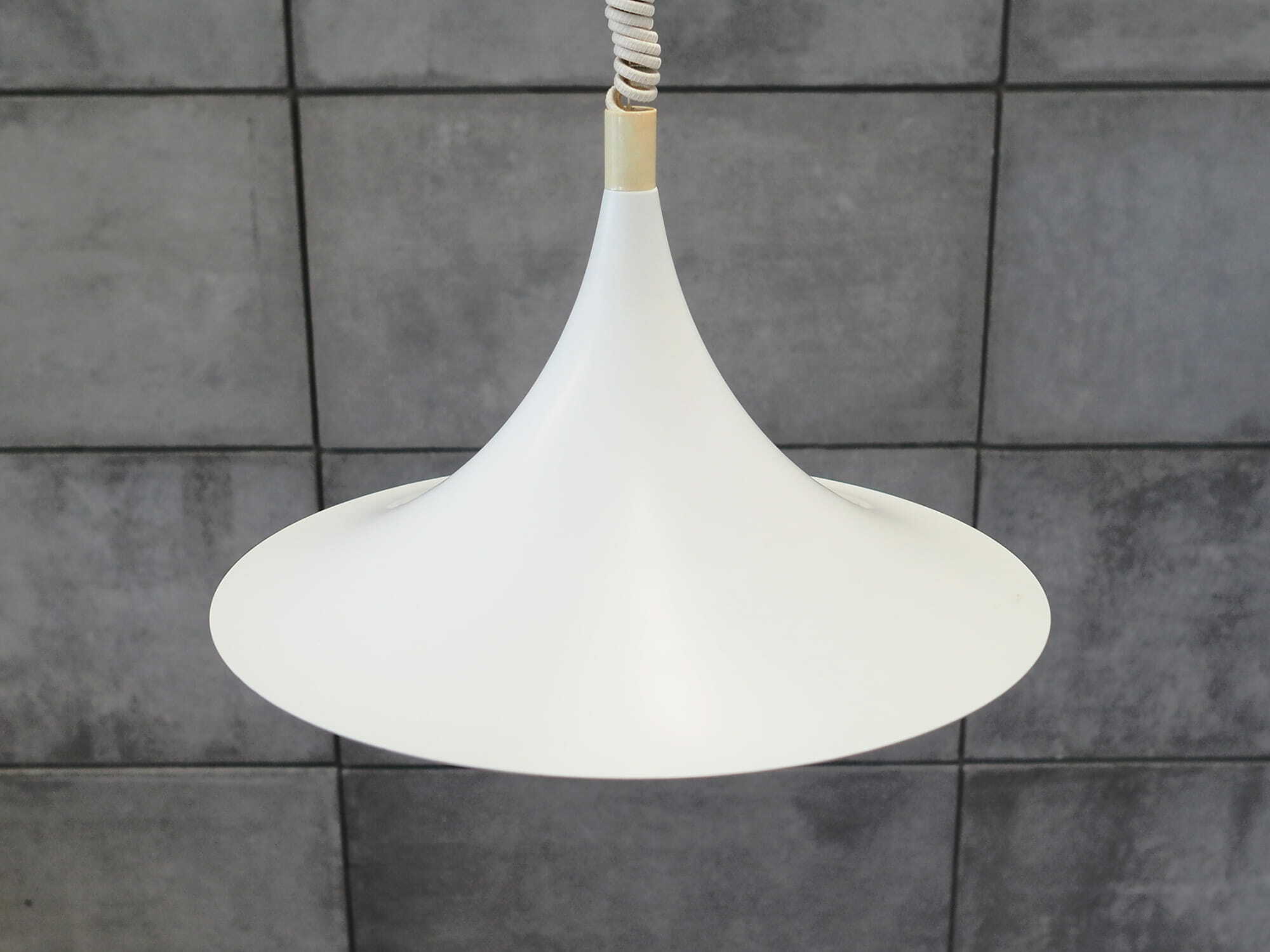 Vintage pendant lamp metal white 1960s 2