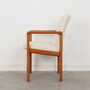 Vintage Chair Teak Wood Textile White 1970s 2