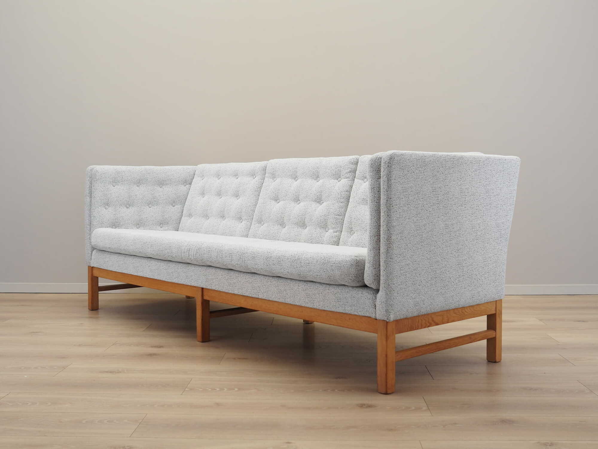 Vintage Sofa 3-seater Oak wood Textile Gray 1970s 2