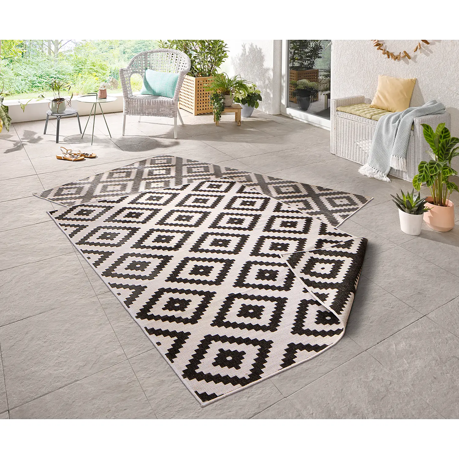 Malta In-/Outdoorteppich Schwarz 0