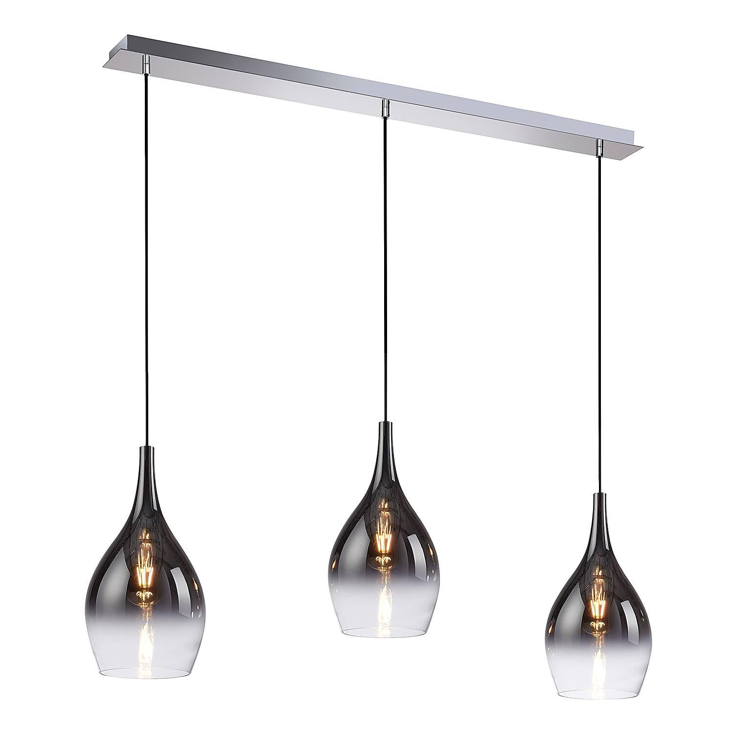 3-Arm Pendant Lamp Pilua Colored Glass Silver Grey 4