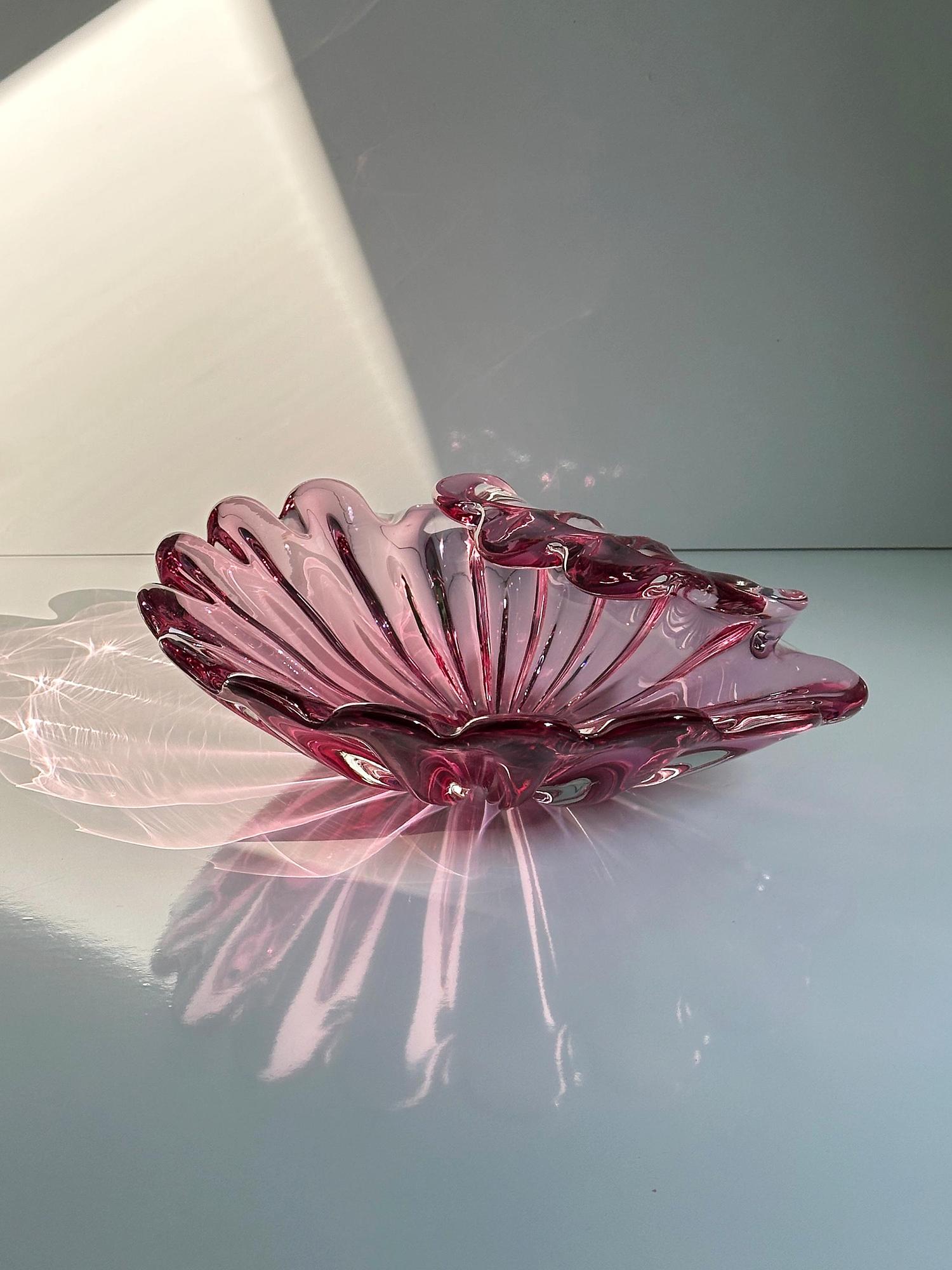 Vintage Shell Fruit Bowl Glass 1970s 1