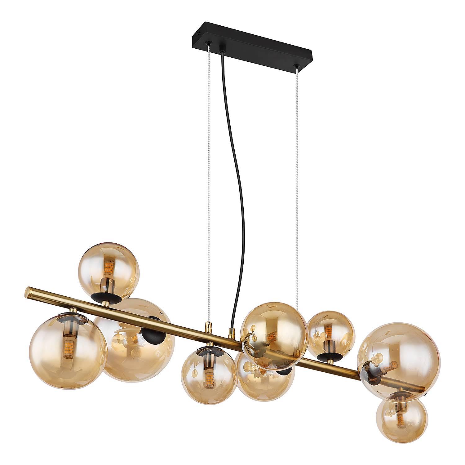 Riha LED-Pendelleuchte Farbglas Eisen Gold 3