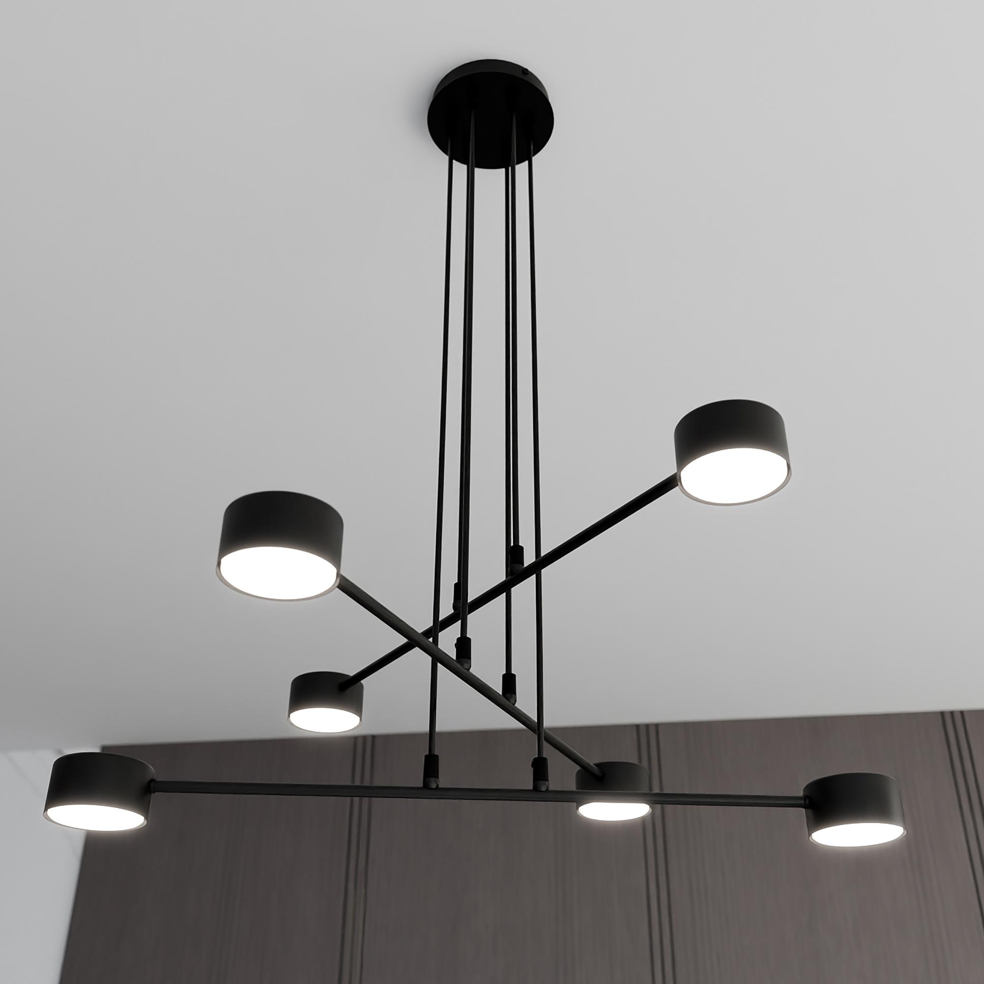 Pendant light 6-bulb steel black 1