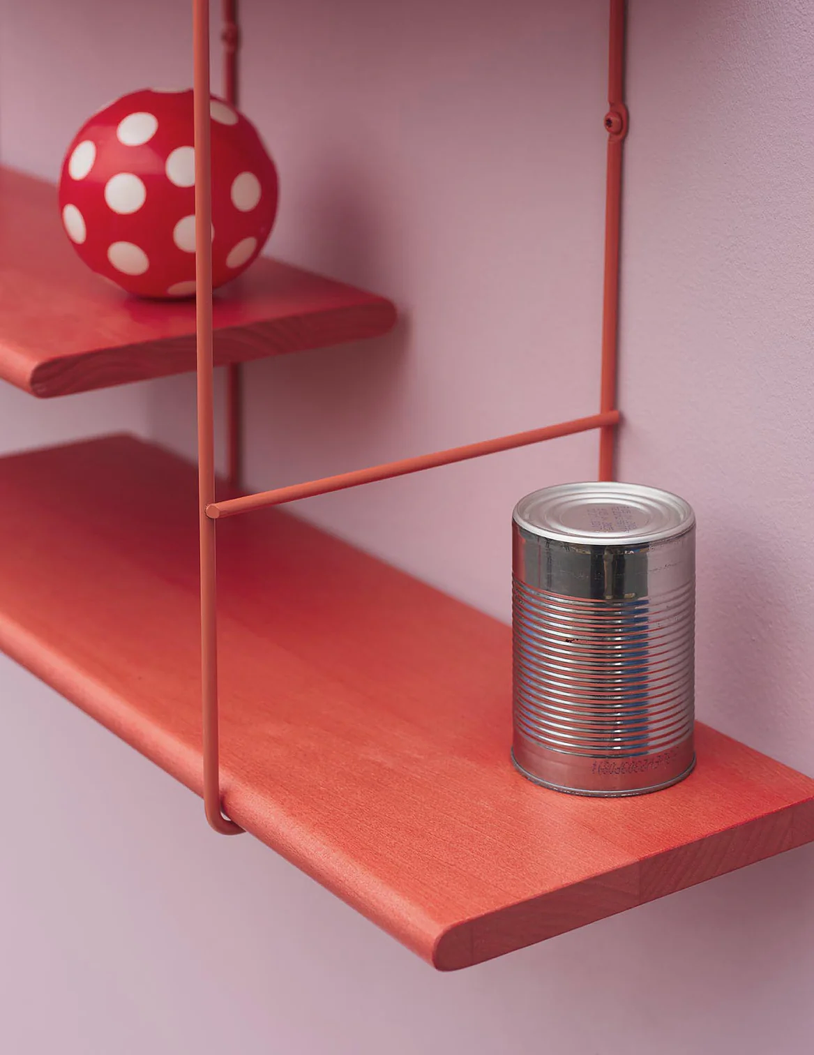 Shrink Wandregal Buchenholz Stahl Salmon 1