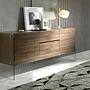 Credenza impiallacciatura di noce vetro marrone 6