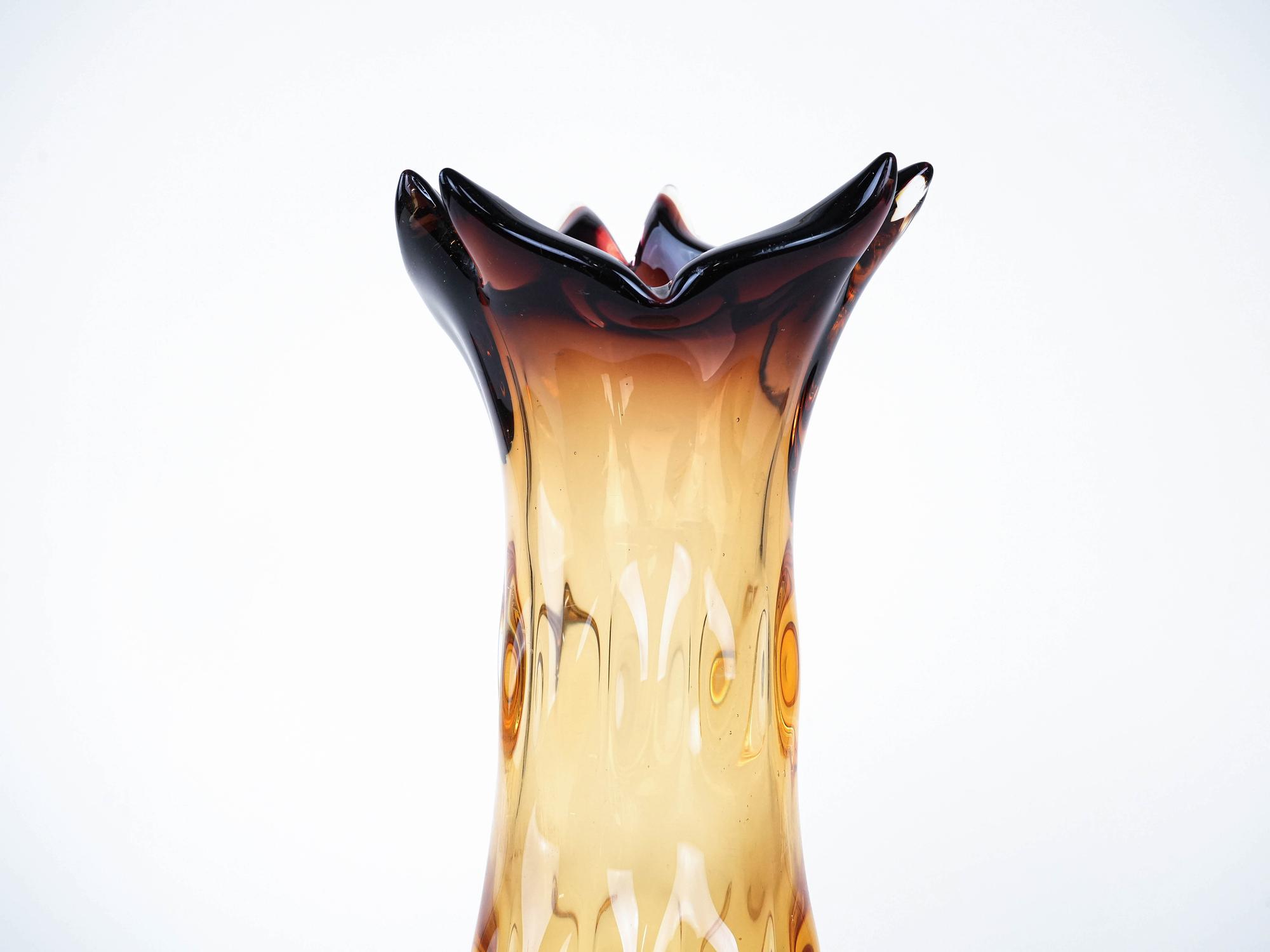 Glass vase Murano glass Transparent 1960s 3
