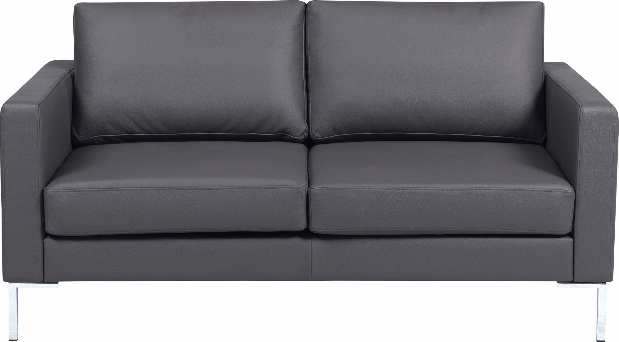 Portobello Sofa 2-Sitzer Leder Metall Dunkelgrau 1