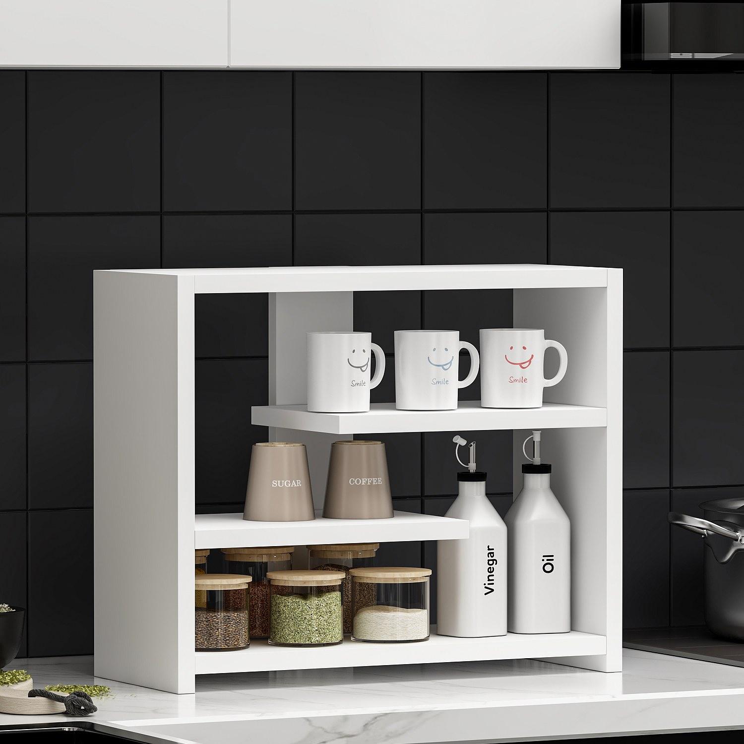 Gupse Wandregal Holzfurnier Weiß 6