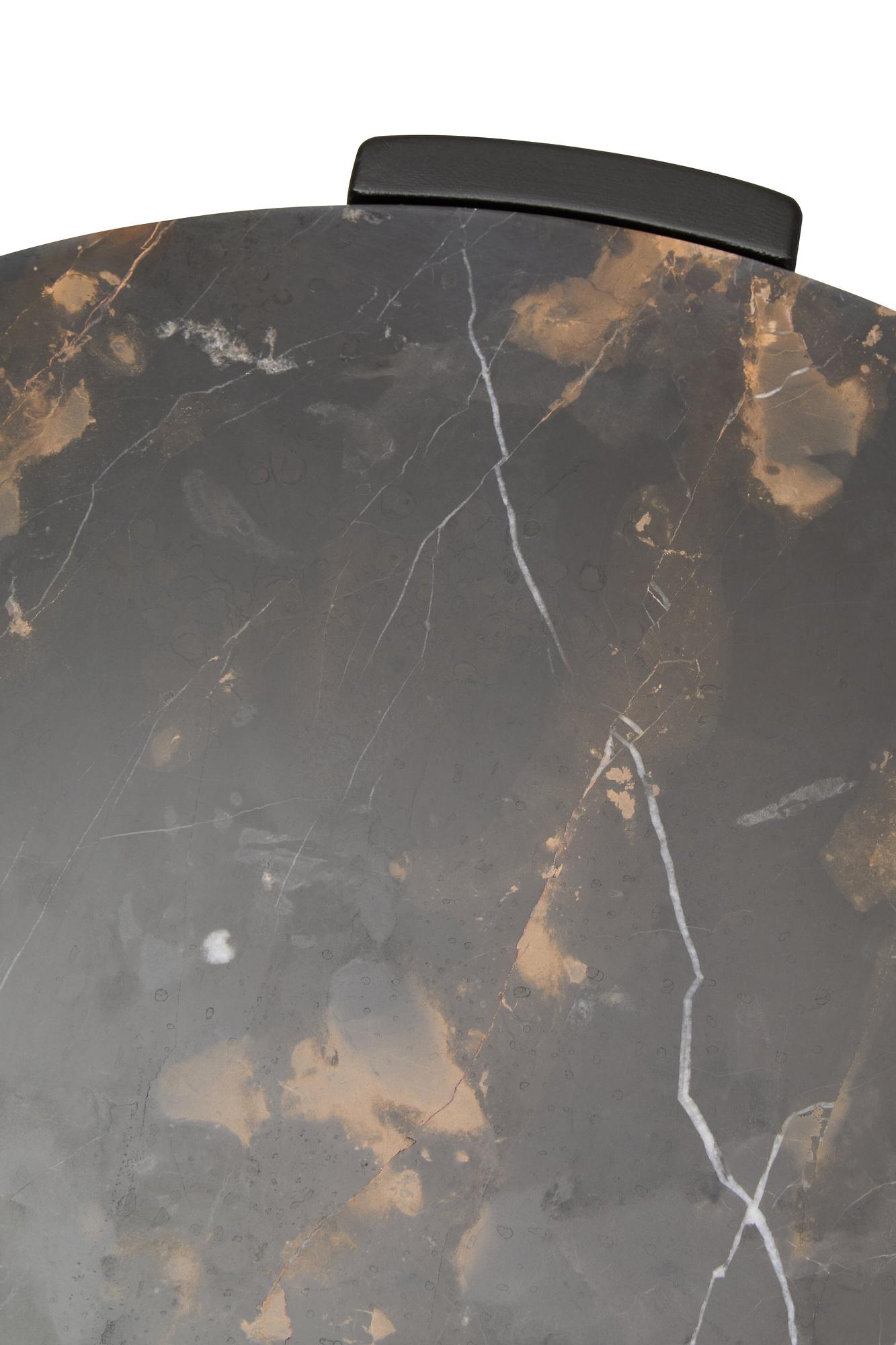 Palermo Runder Marmorplatte Beistelltisch Holz Schwarz 5