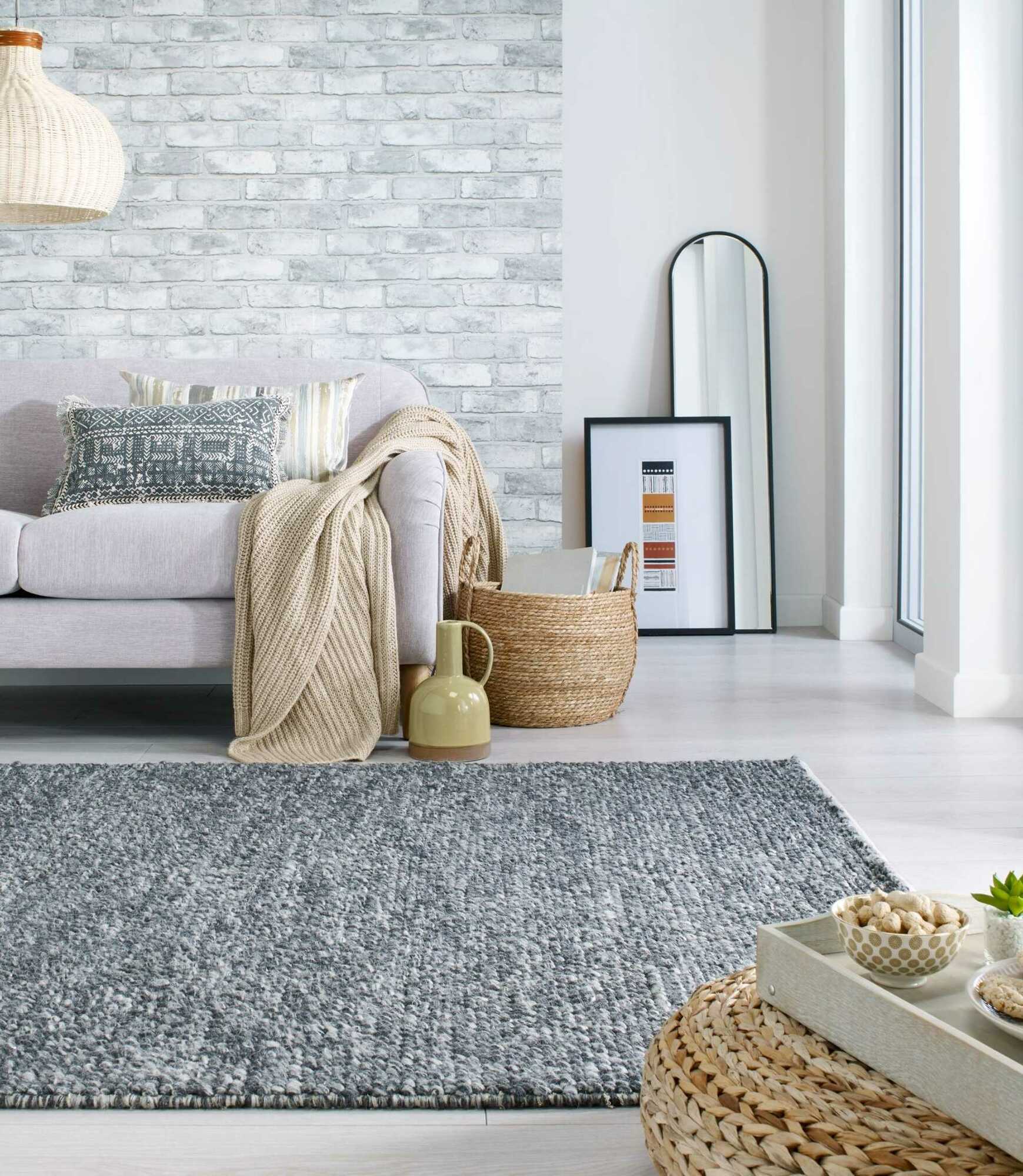 Wool blend carpet Minerals Dark Grey 160x230 0