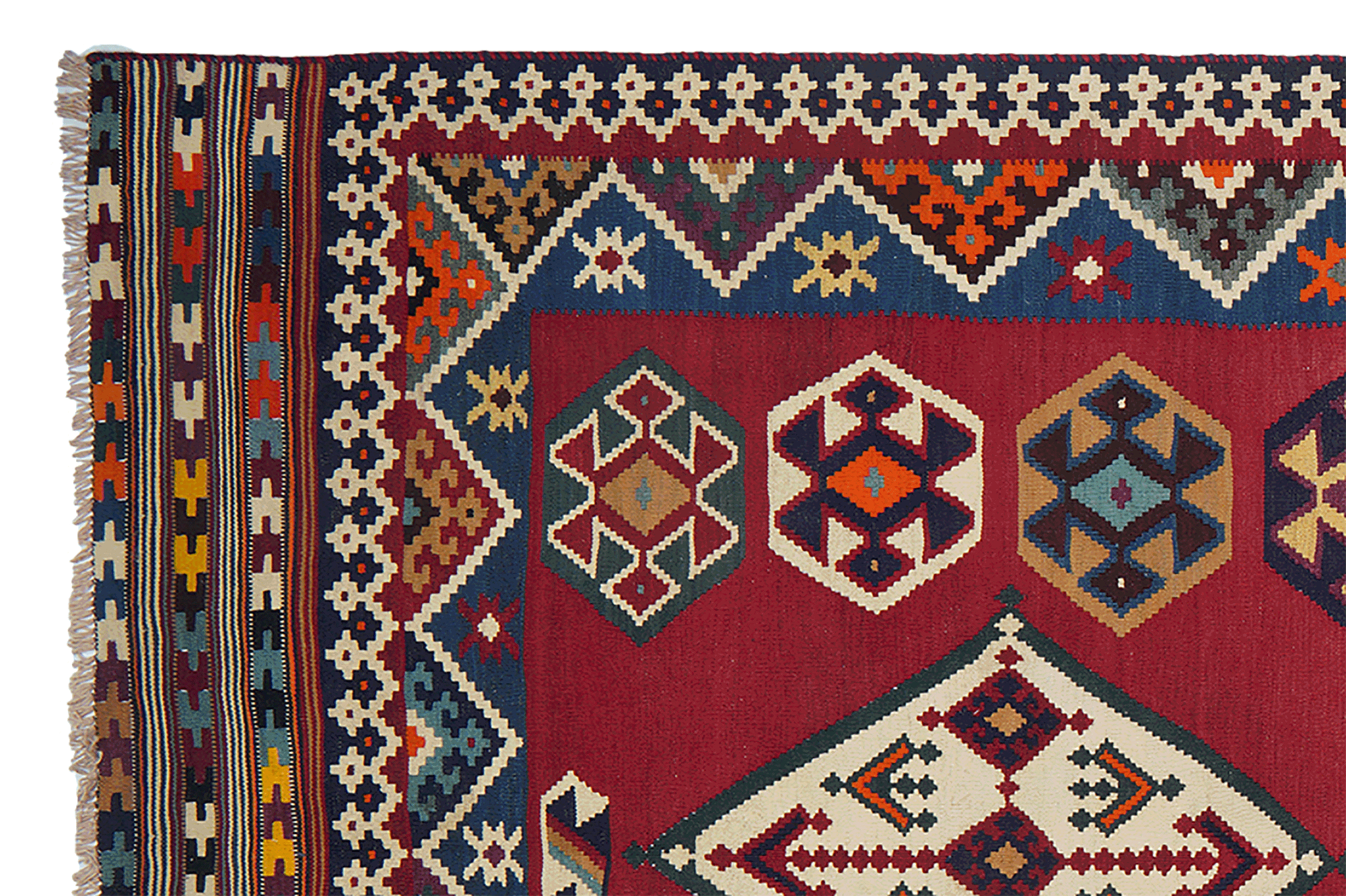 Gashgai Kilim Teppich Rot 322x137cm Wolle Traditionell 1