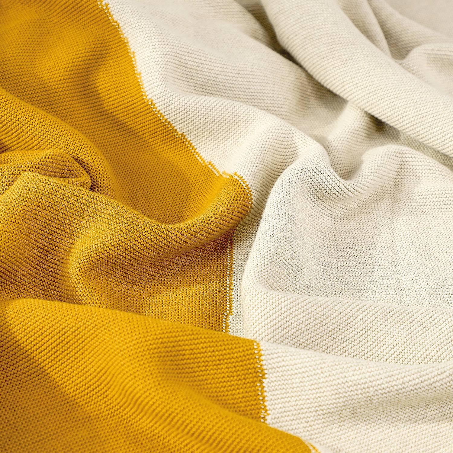 Plaid Duo Baumwolle Currygelb 130 x 170 cm 2