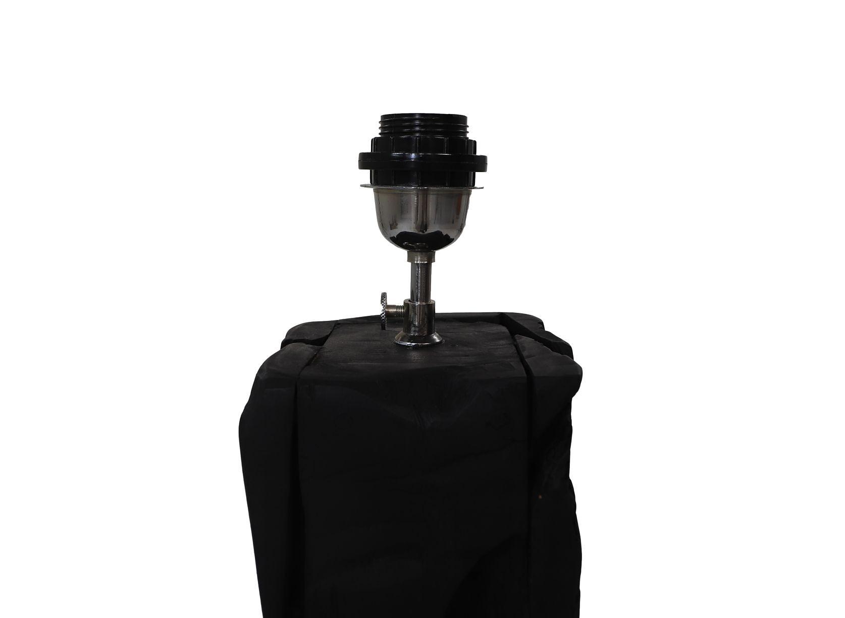 Viereckige Tischlampe Teakholz Schwarz 2