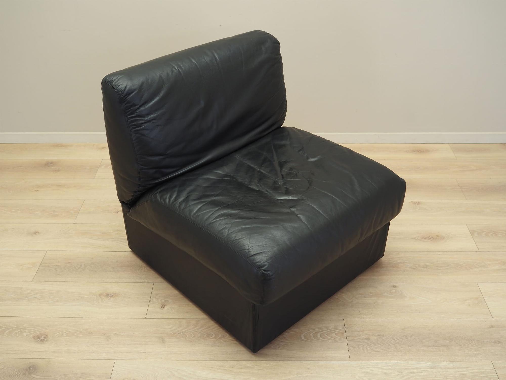 Sessel Leder Schwarz 1960er Jahre 7