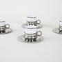 Porcelain cup set Silver White 1980s 4