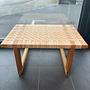 BMO488S Tischbank Eichenholz Rattan Natur 2