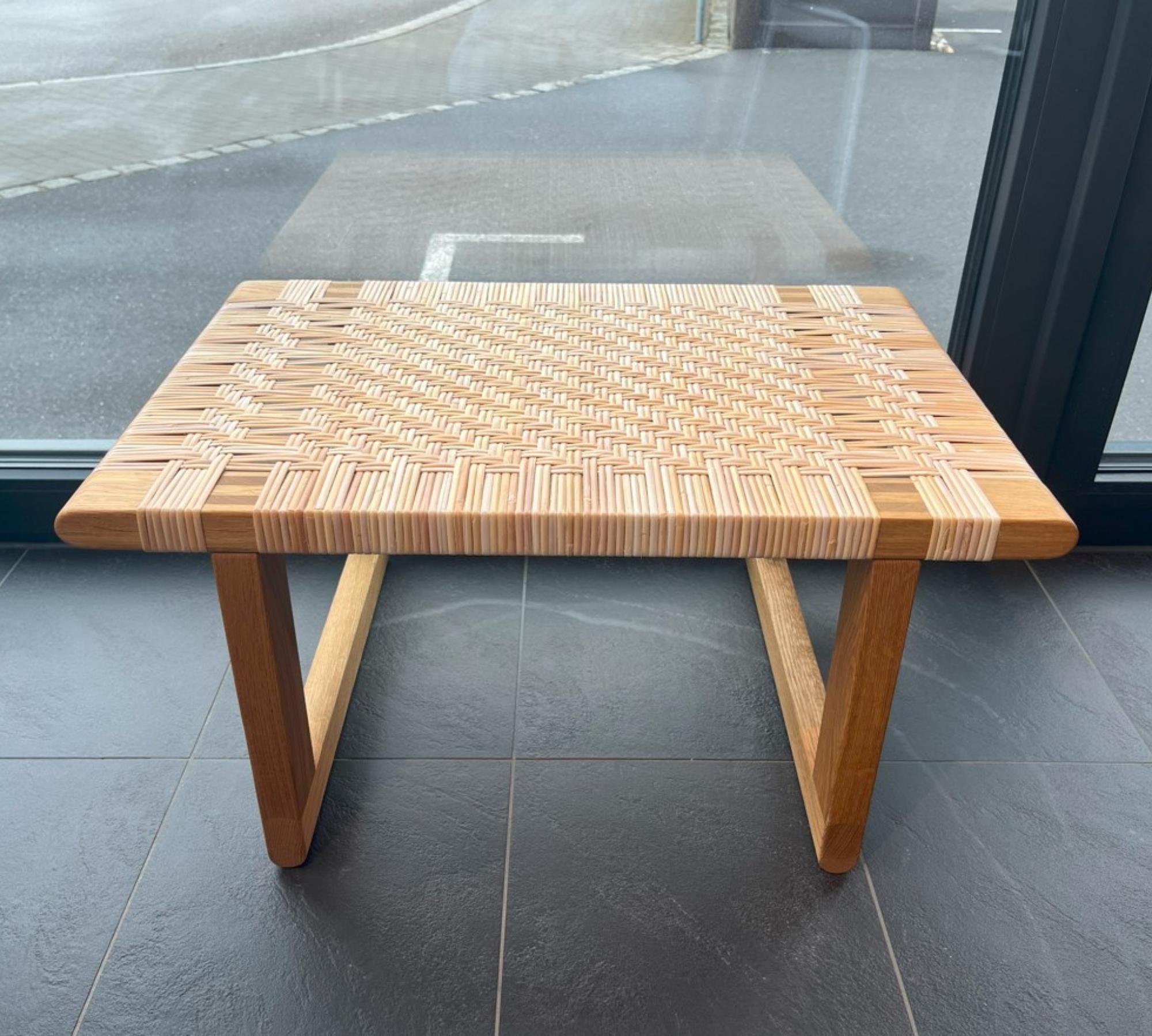 BMO488S Tischbank Eichenholz Rattan Natur 2