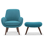Moby Sessel mit Hocker Nussbaumholz Textil Aqua Blue 0