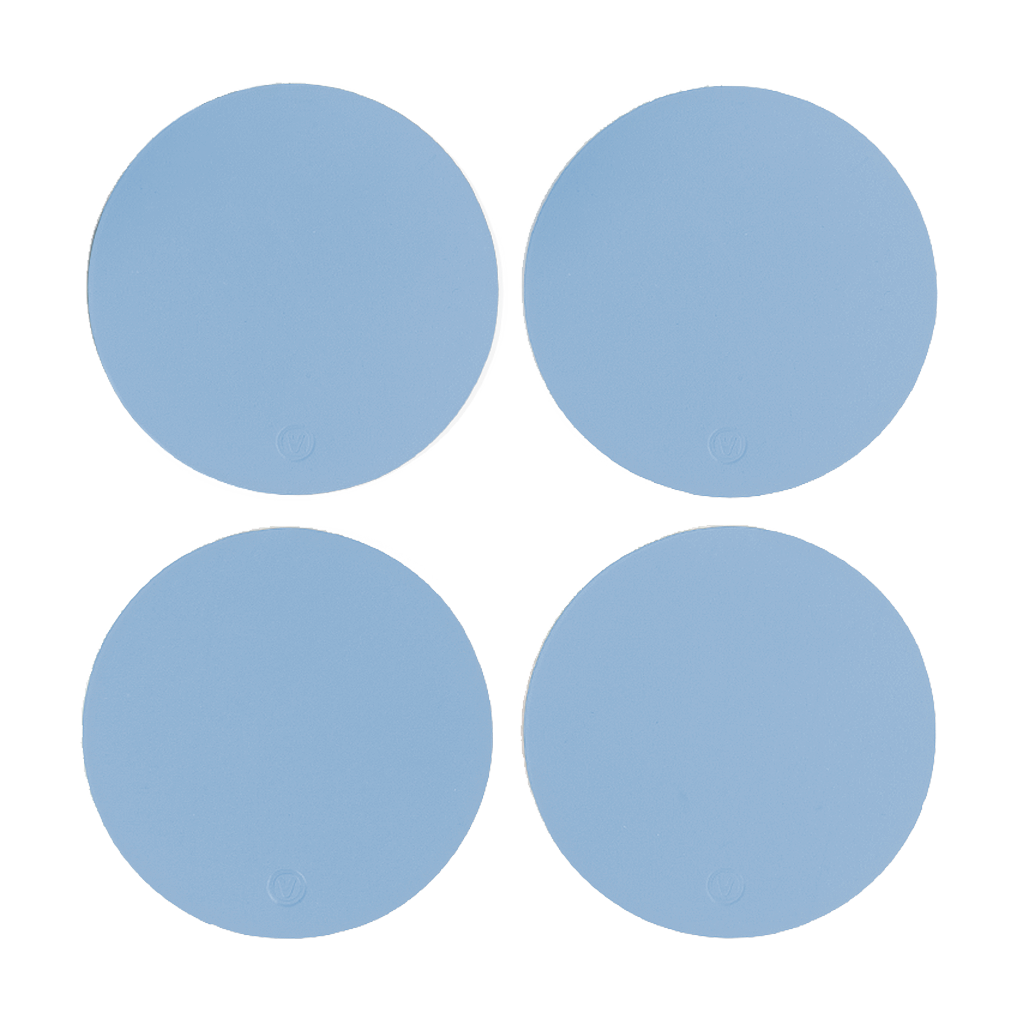 4x Coasters Round 100% Recycled Leather Light Blue 1