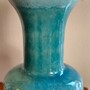 Vintage Vase Keramik Blau 1970er Jahre 1