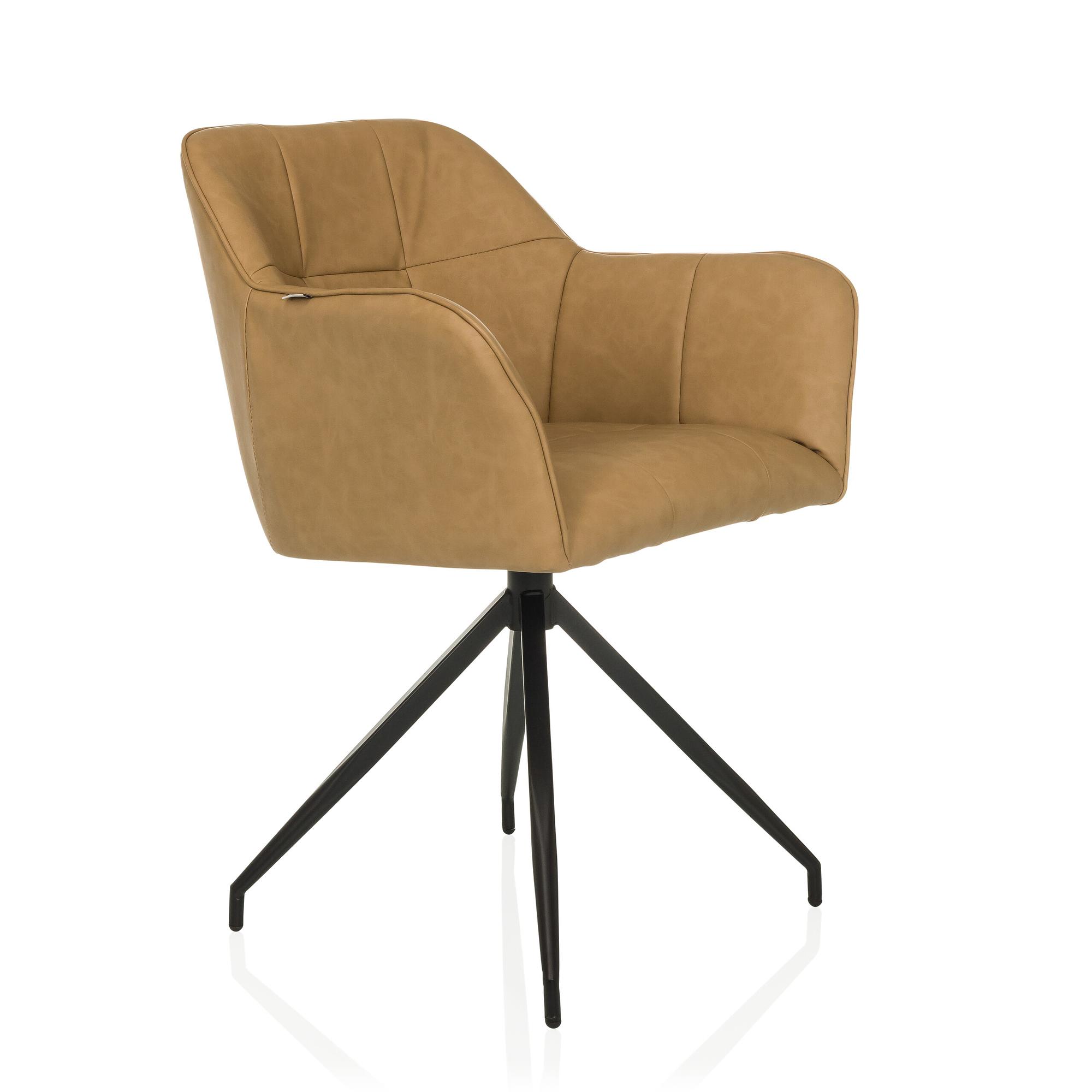 ELVERUM SPU Dining chair Faux leather Light brown 3