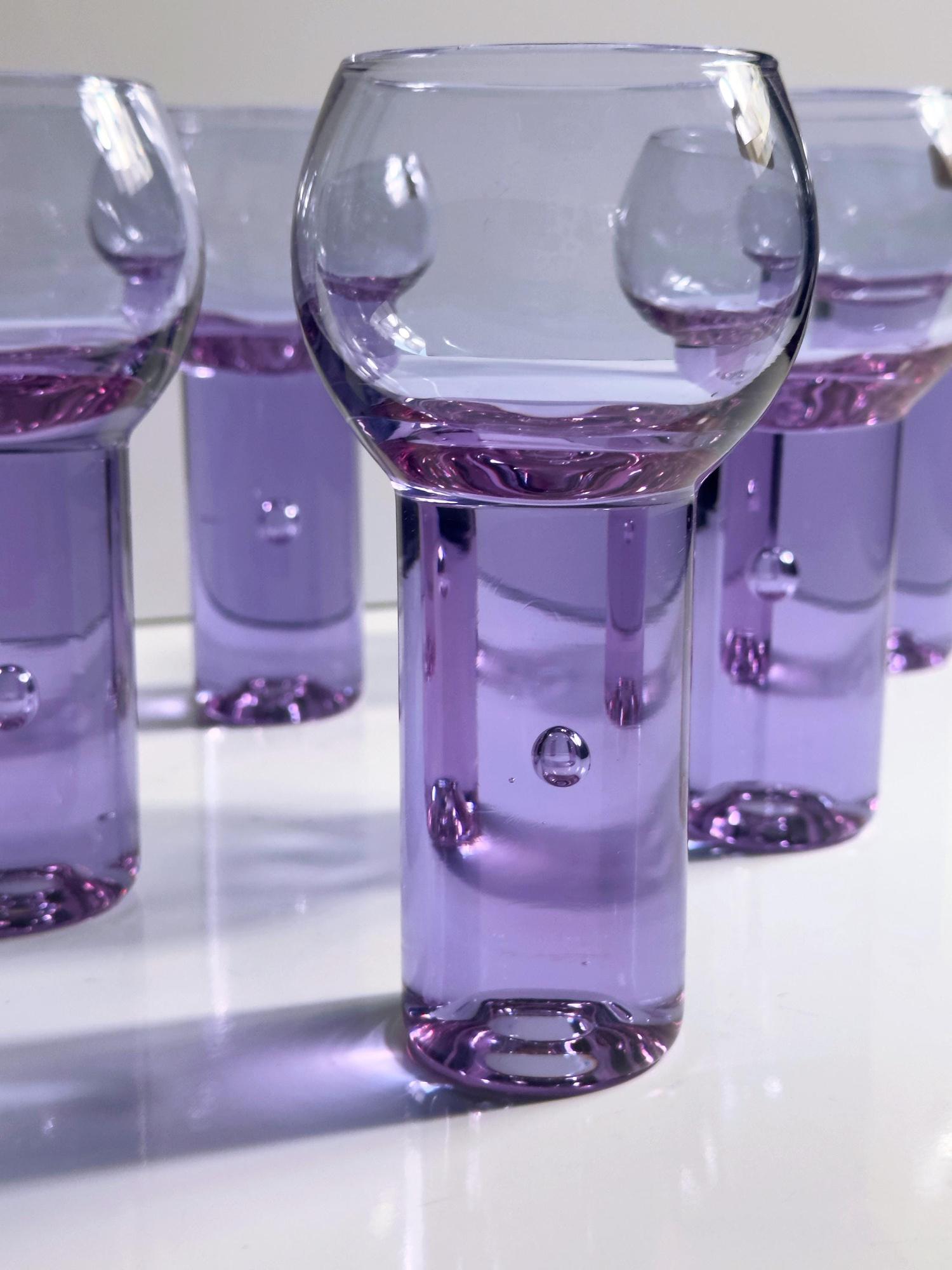 6x Vintage Aperitif glasses Alexandrite glass 1970s 8