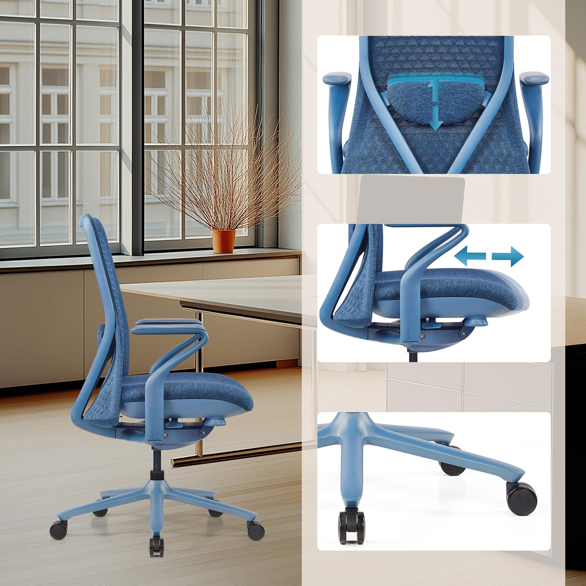 VERVIO Bürostuhl Netzstoff Blau 4