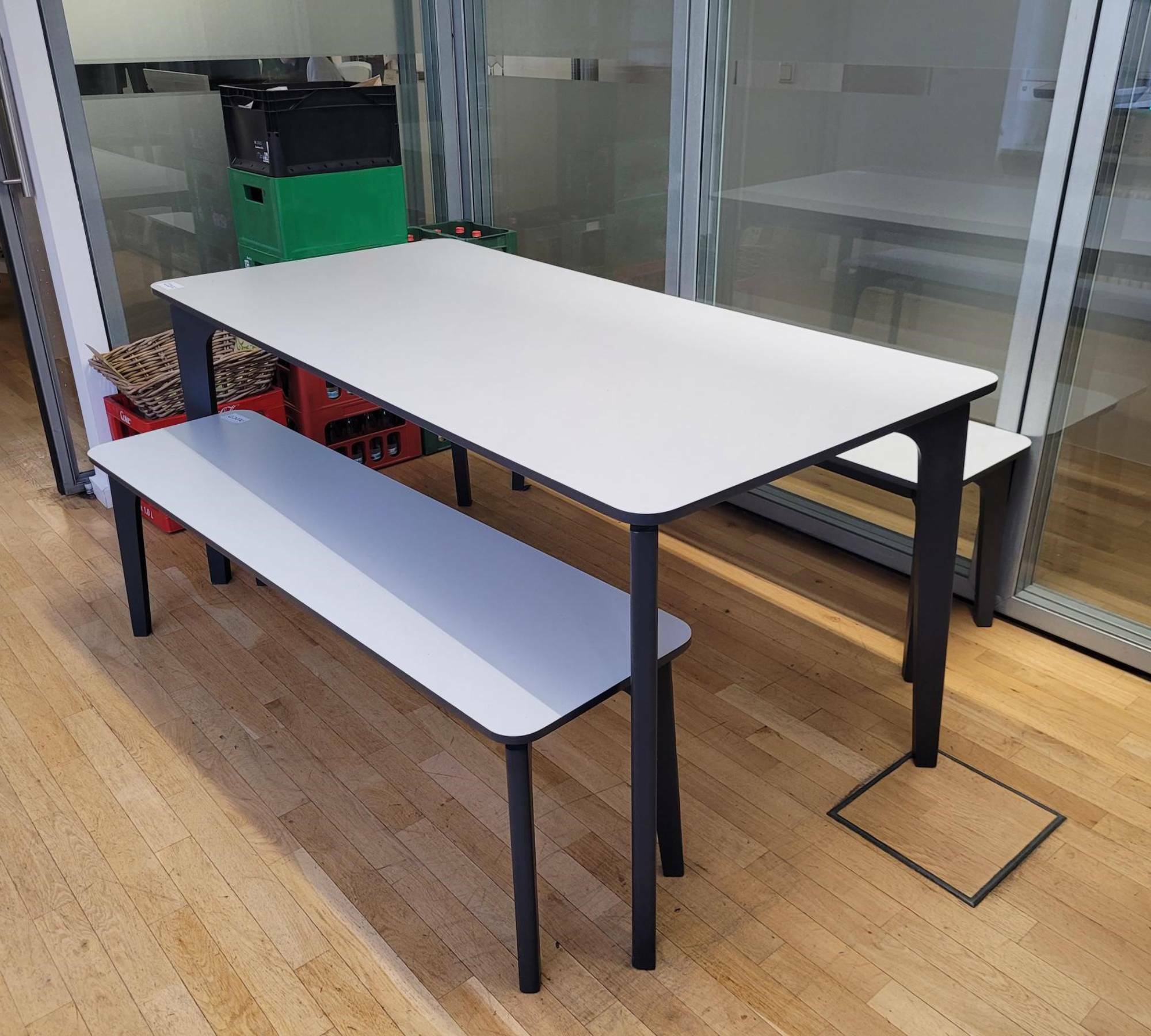 Küchengarnitur Tisch + 2x Sitzbank Weiß 1