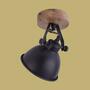 1-light wall lamp wood metal black 0