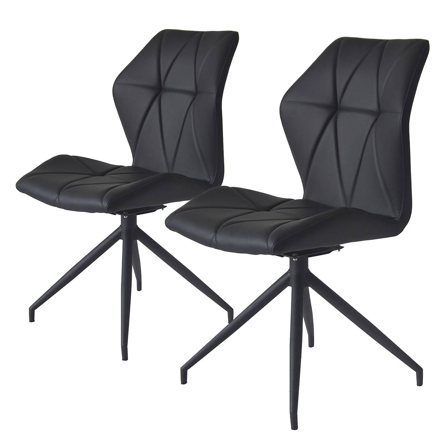 Upholstered Chair Frontera Swivel Set of 2 Black 0