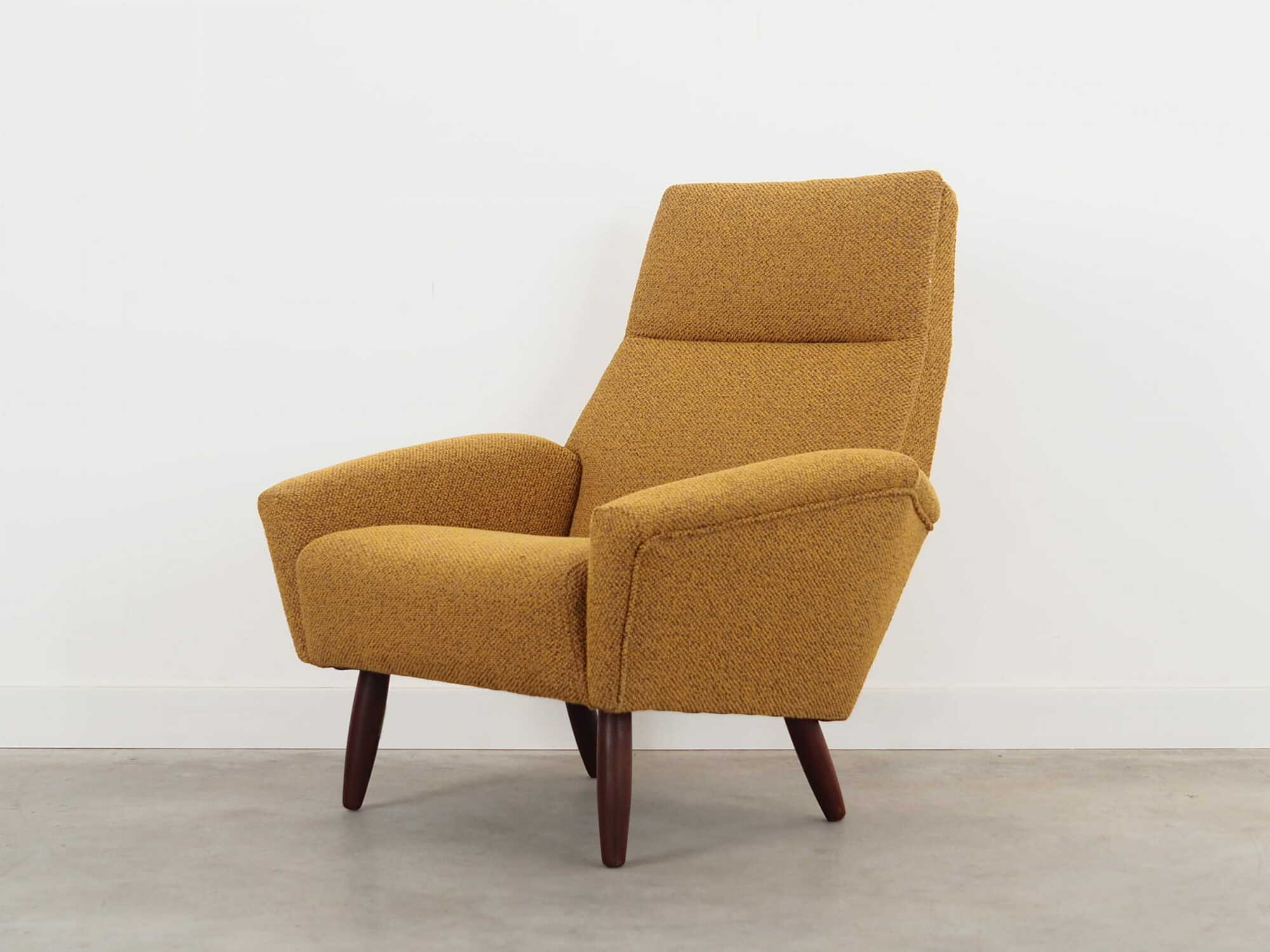 Vintage Stuhl Teakholz Textil Gelb 1970er Jahre  4