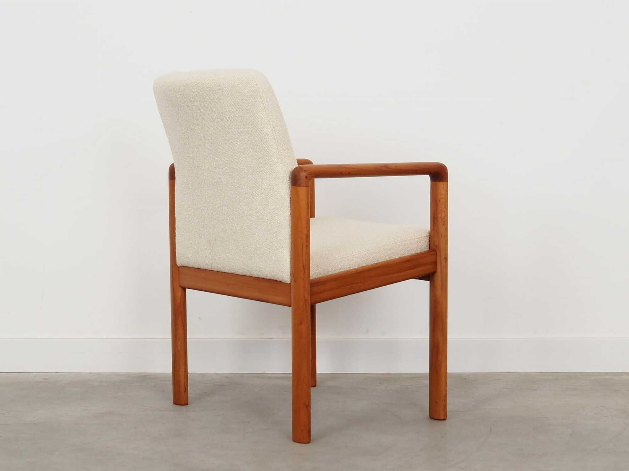 Vintage Stuhl Teakholz Textil Weiß 1970er Jahre  5