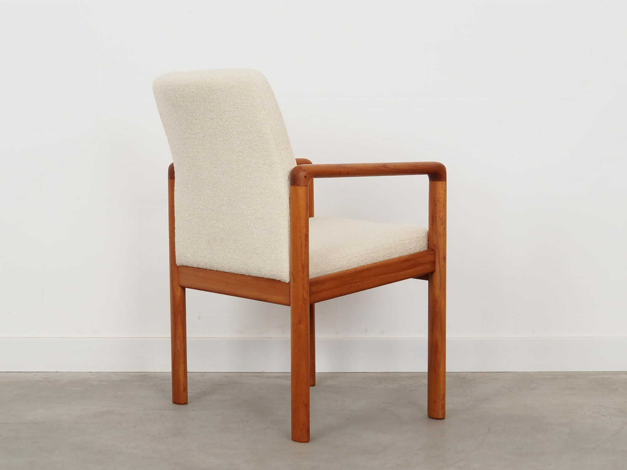 Vintage Chair Teak Wood Textile White 1970s 5