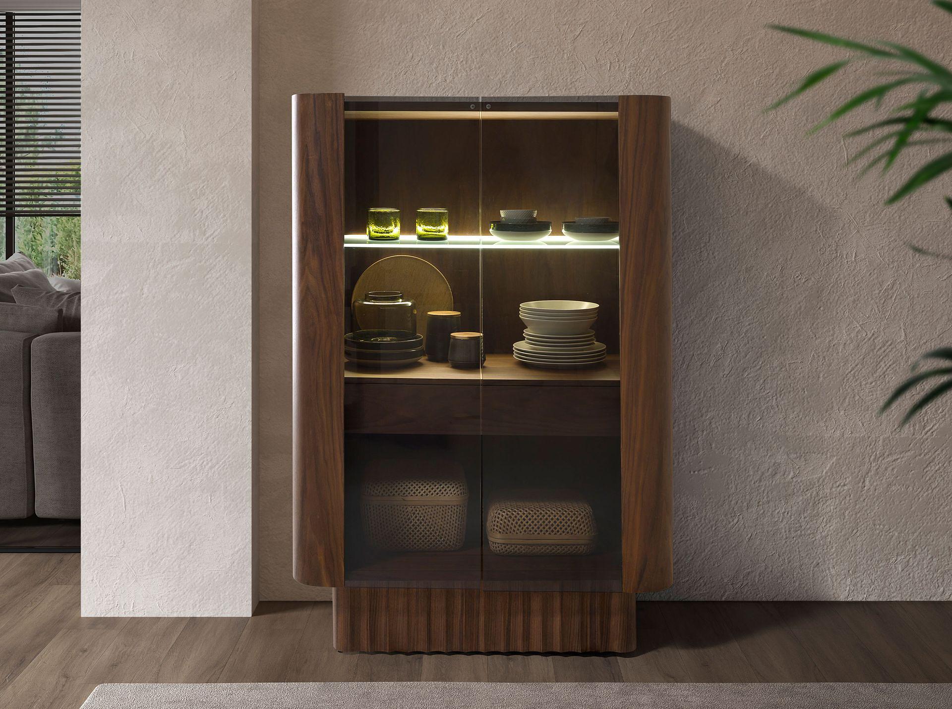 Sideboard aus Glas und Walnuss 3273 2